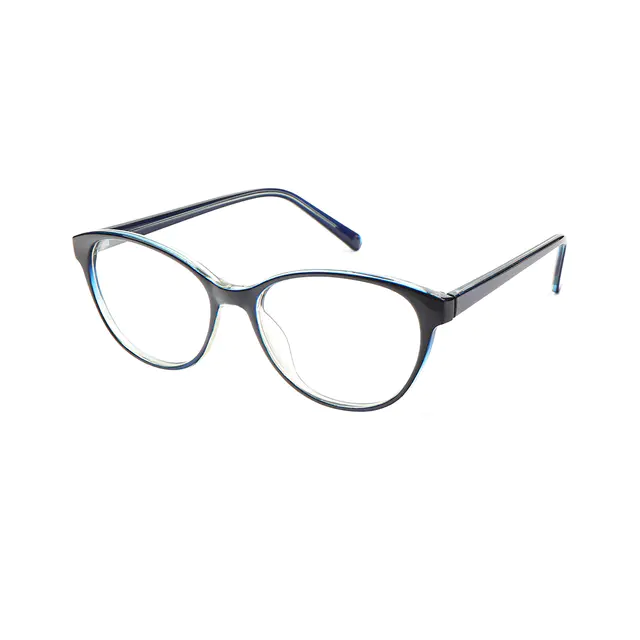 Oval Transparent Blue Eyeglasses