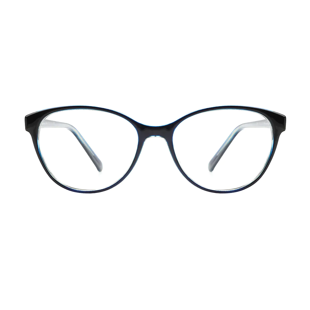 Oval Transparent Blue Eyeglasses