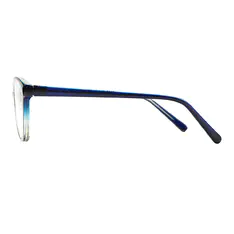 Oval Transparent Blue Eyeglasses