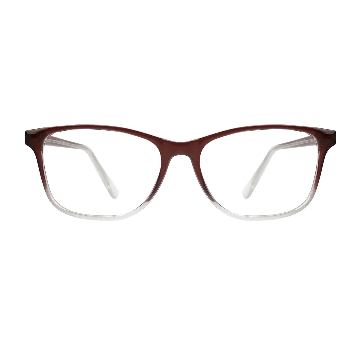 Rectangle Transparent Brown Eyeglasses