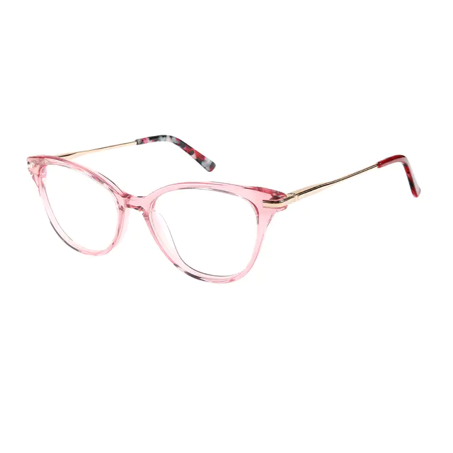 Oval Transparent Pink Eyeglasses
