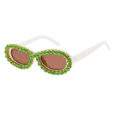 Oval White/Green Sunglasses