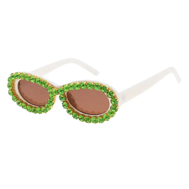 Oval White/Green Sunglasses