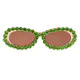 Oval White/Green Sunglasses