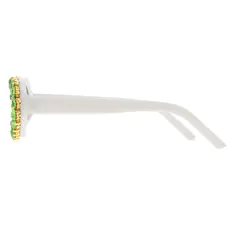 Oval White/Green Sunglasses