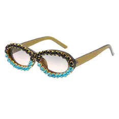 Oval Transparent Green Sunglasses