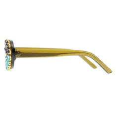 Oval Transparent Green Sunglasses