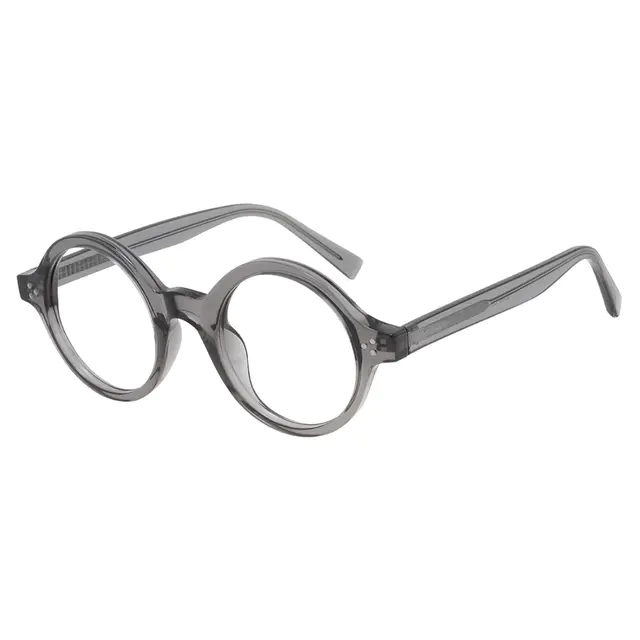 Round Transparent Gray Eyeglasses