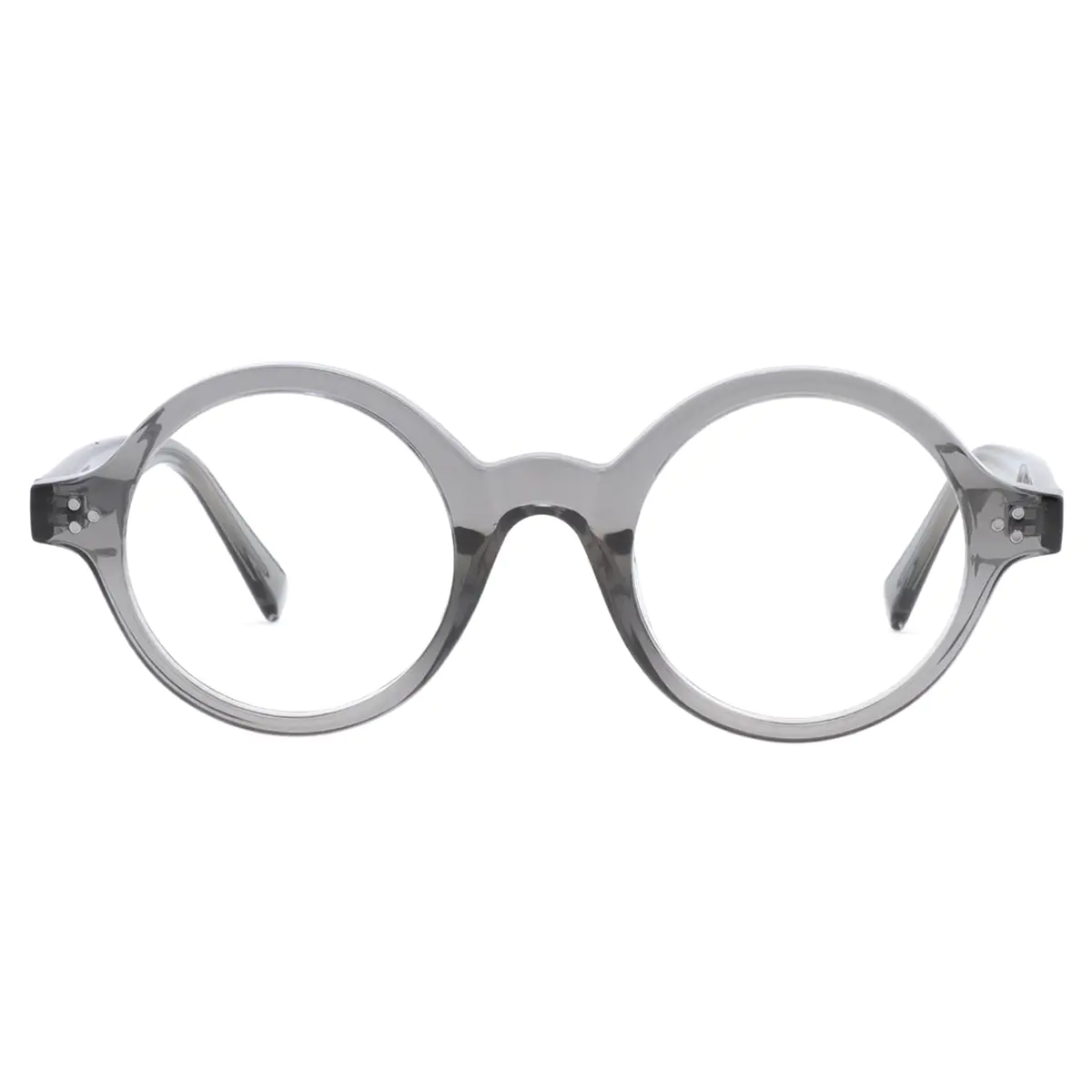 Round Transparent Gray Eyeglasses