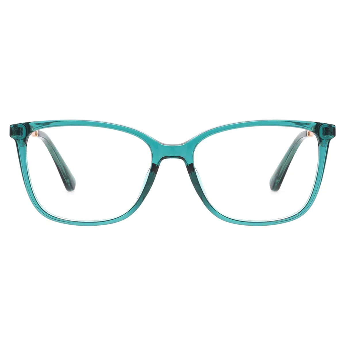 Rectangle Transparent Green Eyeglasses
