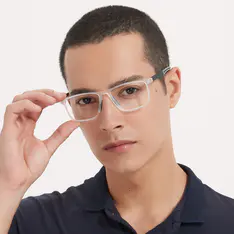 Rectangle Clear/Gray Sport Eyeglasses