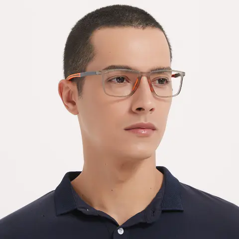 Rectangle Gray/Orange Sport Eyeglasses