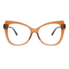 Cat-eye Transparent Brown Eyeglasses