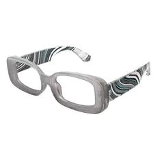 Rectangle Transparent Gray Eyeglasses