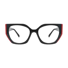Geometric Black/Red Eyeglasses