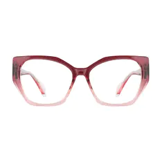 Geometric Brown/Transparent Pink Eyeglasses