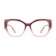 Geometric Brown/Transparent Pink Eyeglasses