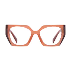 Geometric Transparent Brown Eyeglasses