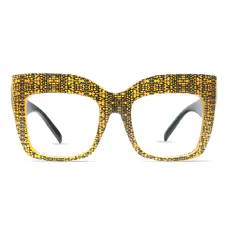 Square Dark Yellow Eyeglasses