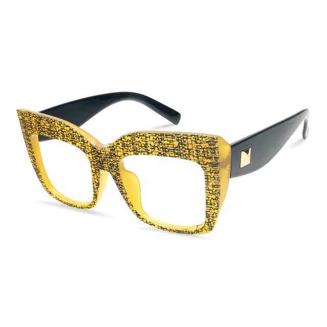 Square Dark Yellow Eyeglasses