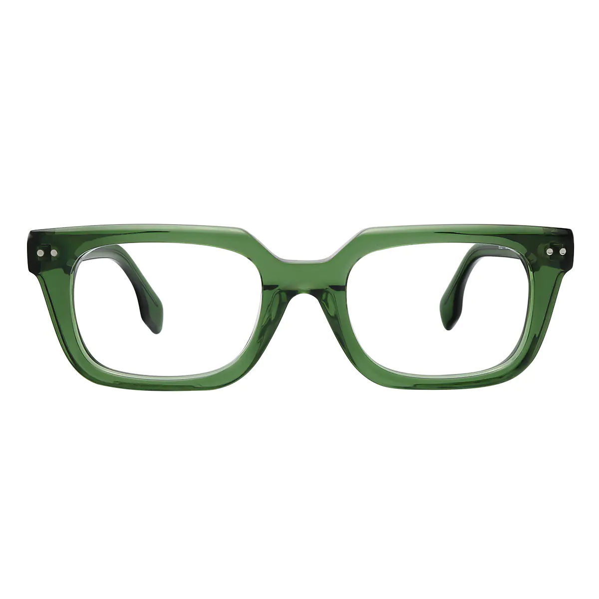 Rectangle Transparent Green Eyeglasses