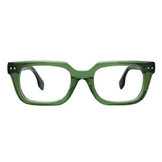 Rectangle Transparent Green Eyeglasses