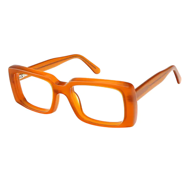 Rectangle Transparent Orange Eyeglasses