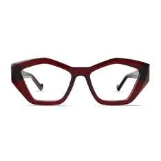 Geometric Transparent Red Eyeglasses