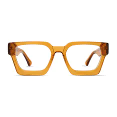 Rectangle Transparent Brown Eyeglasses