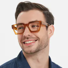 Rectangle Transparent Brown Eyeglasses