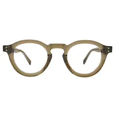 Round Transparent Green Eyeglasses