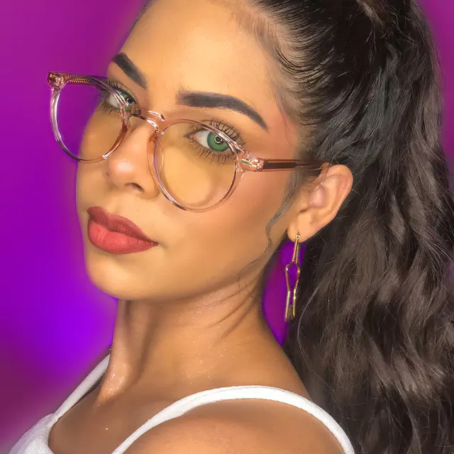 Round Transparent Pink Eyeglasses