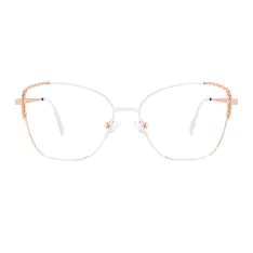 Cat-eye White/Gold Eyeglasses