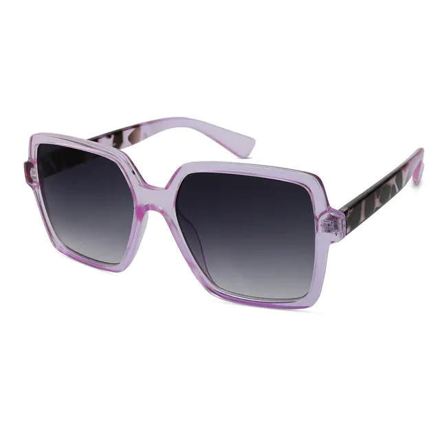 Square Transparent Purple Sunglasses