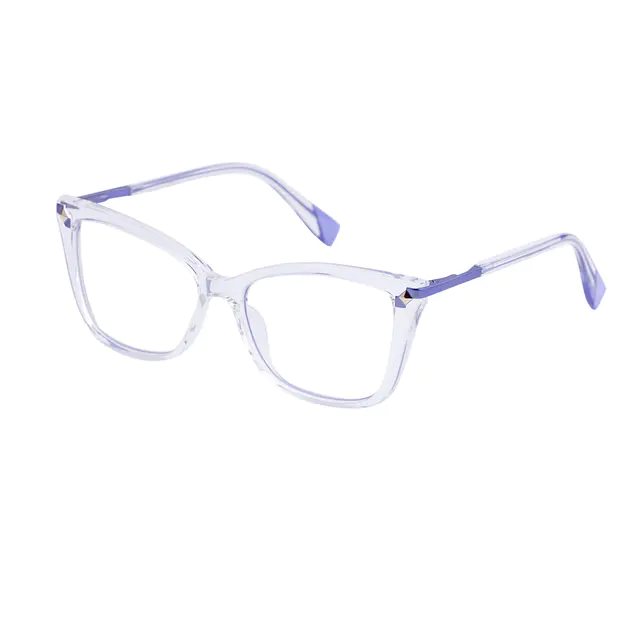 Rectangle Transparent Purple Eyeglasses