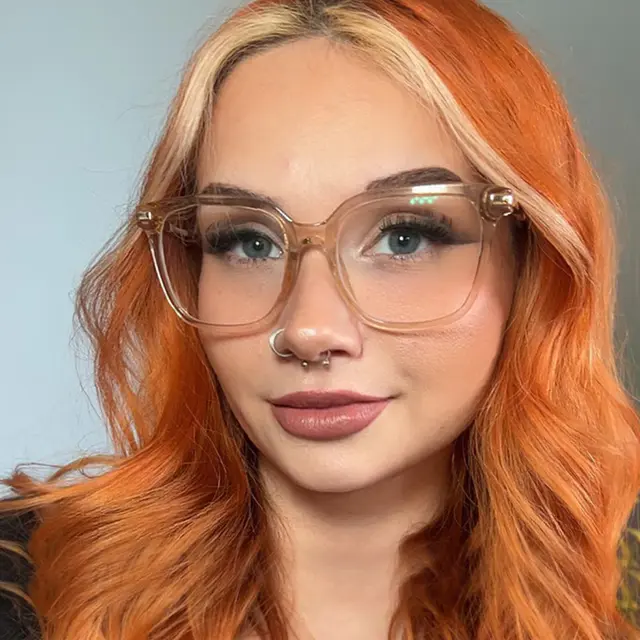 Square Transparent Amber Eyeglasses