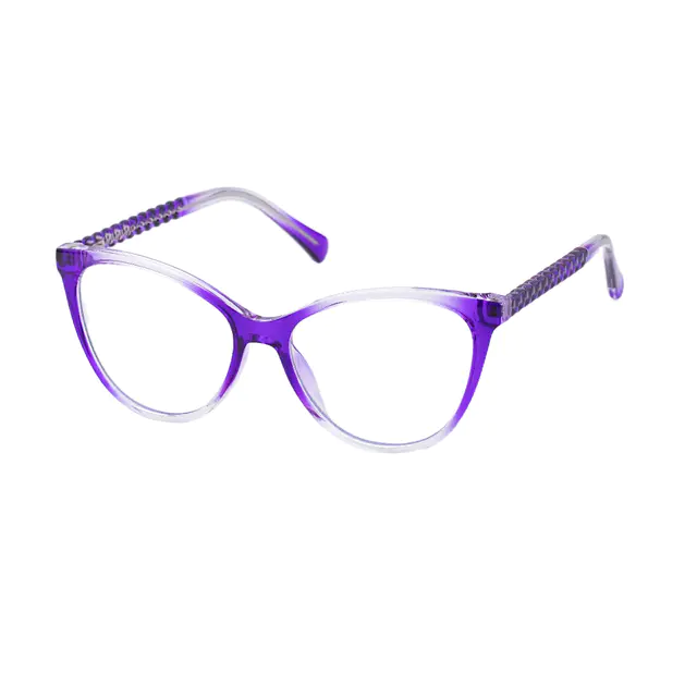 Oval Transparent Purple Eyeglasses