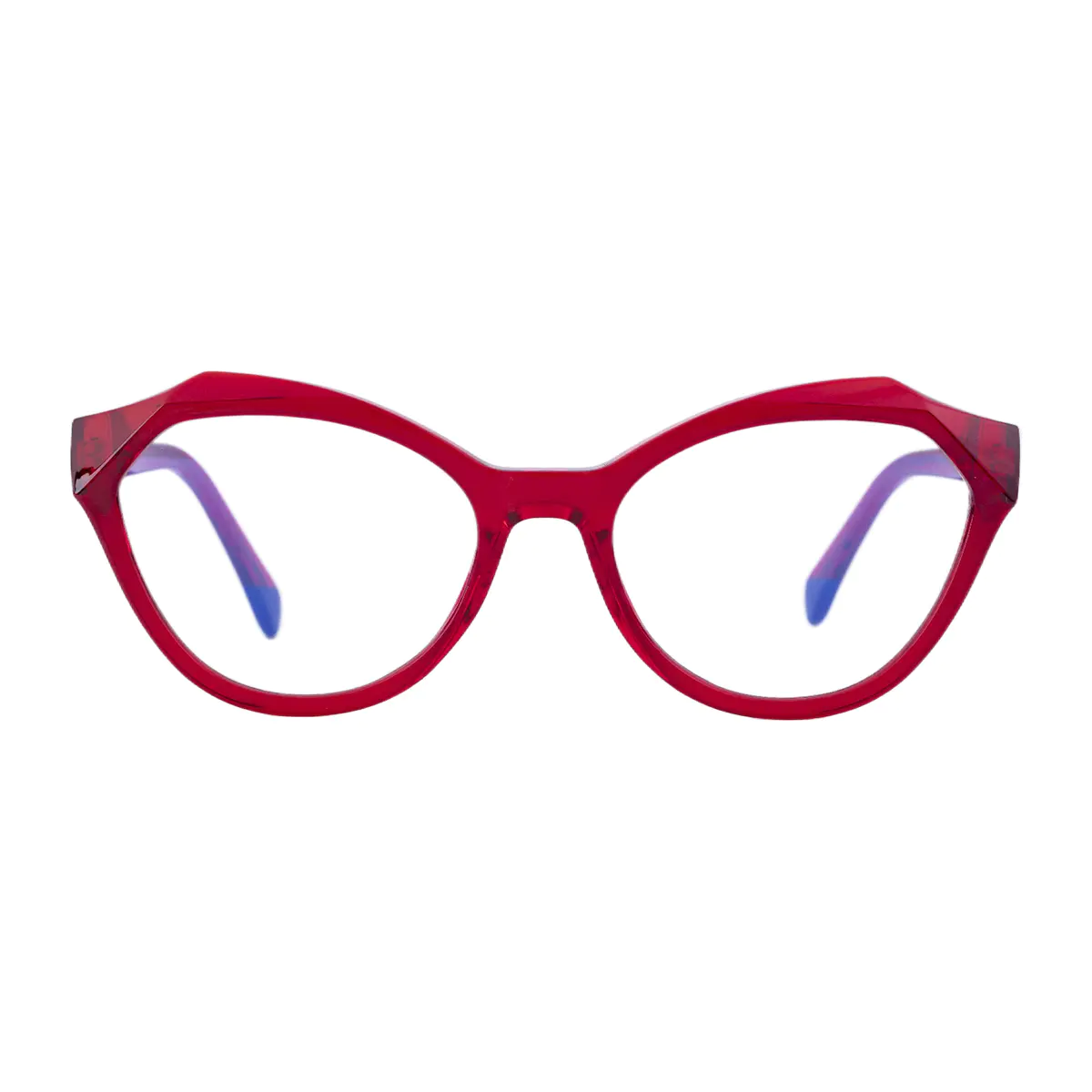 Geometric Transparent Red Eyeglasses