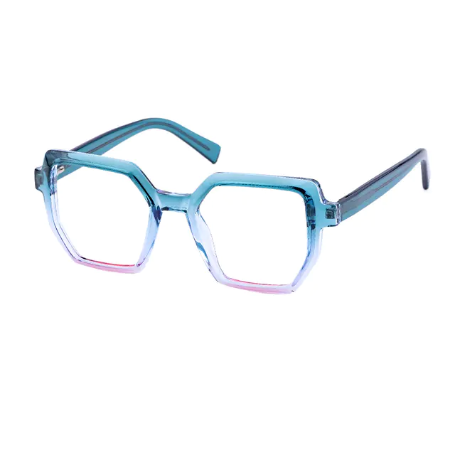 Geometric Green/Clear Eyeglasses