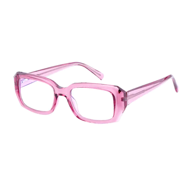 Rectangle Transparent Pink Eyeglasses