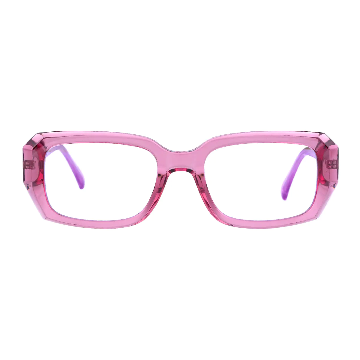 Rectangle Transparent Pink Eyeglasses