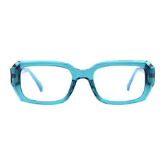 Rectangle Transparent Green Eyeglasses