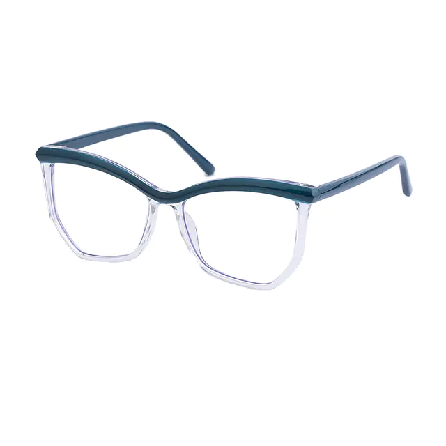 Geometric Transparent Blue Eyeglasses