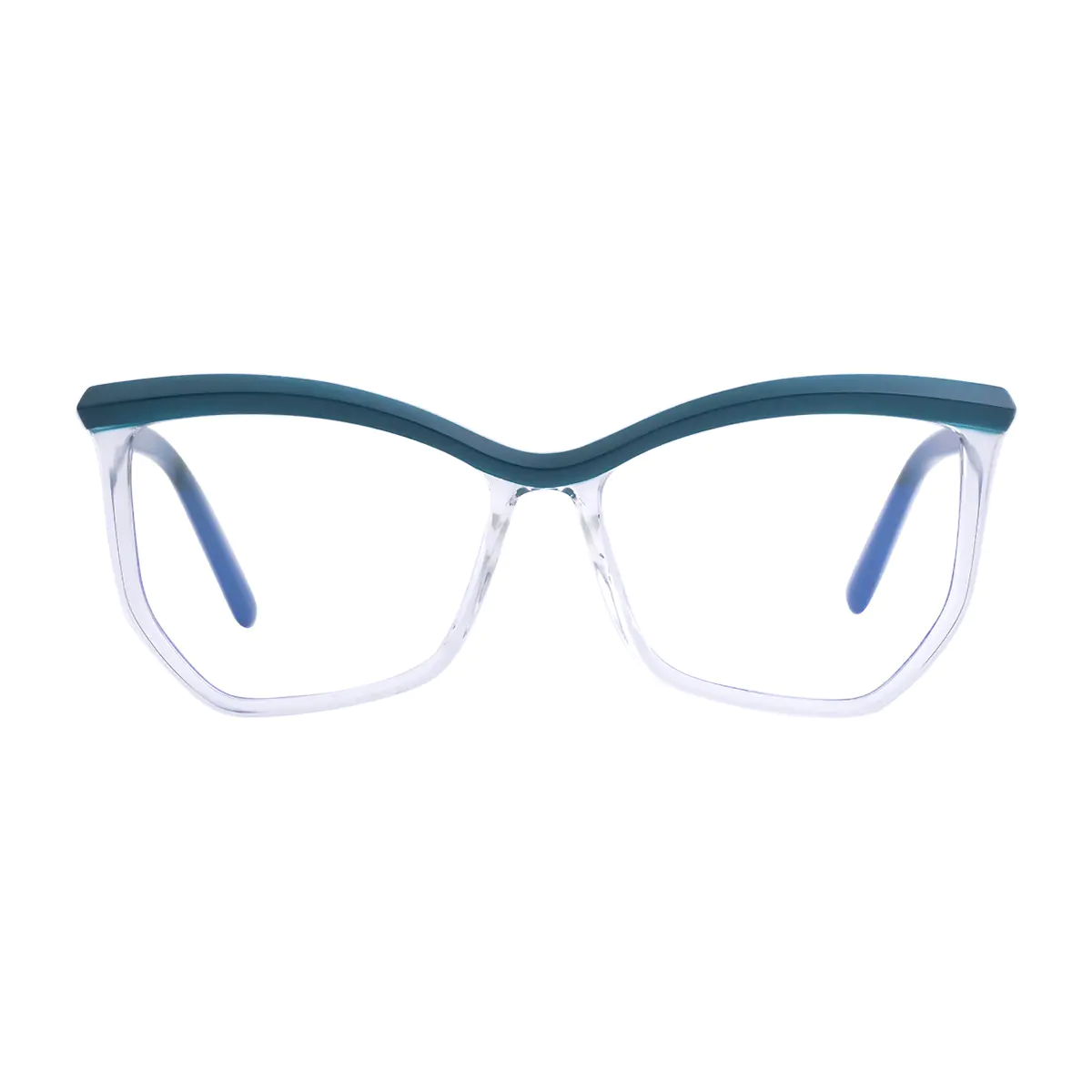Geometric Transparent Blue Eyeglasses