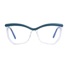Geometric Transparent Blue Eyeglasses