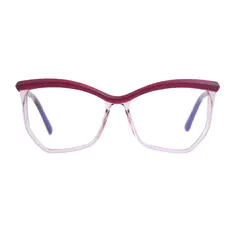 Geometric Transparent Red Eyeglasses