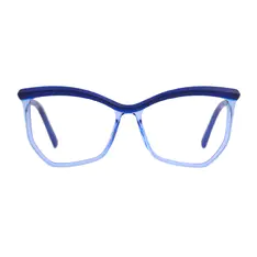 Geometric Transparent Blue Eyeglasses