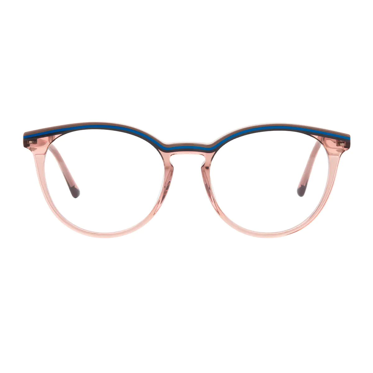 Round Transparent Amber/Blue Eyeglasses
