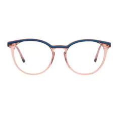 Round Transparent Amber/Blue Eyeglasses