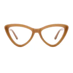 Cat-eye Transparent Brown Eyeglasses